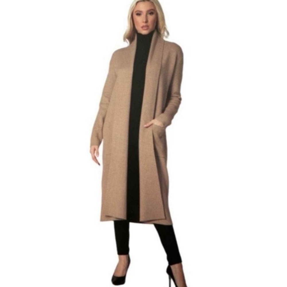 BCBG MAXSPORT lagenlook artsy very stylish elegant color chocolate Long Cardigan